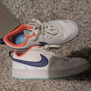 Nike White and Blue Sneakers Youth 6.5